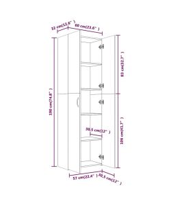 vidaXL Armadio Ufficio Grigio Calcestruzzo - 60x32x190 cm con 5 Ripiani