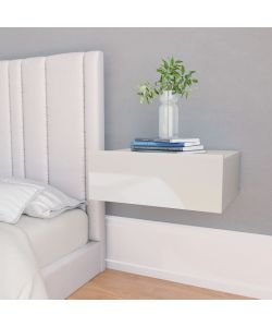 vidaXL Comodino Pensile Bianco Lucido 40x30x15 cm - Design Elegante