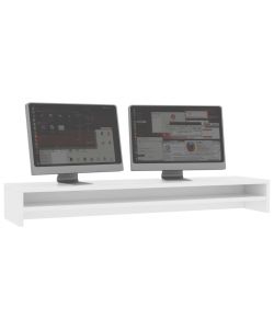 vidaXL Supporto per Monitor Bianco 100x24x13 cm in Legno Multistrato - Alza il tuo schermo all'altezza perfetta - Design elegante e pratico - Spazio per 2 schermi e tastiera