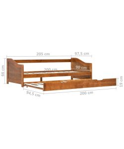 vidaXL Divano Letto a Scomparsa Marrone Miele in Legno di Pino 90x200 cm