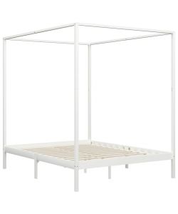 Giroletto a Baldacchino Bianco Legno Massello di Pino 160x200cm