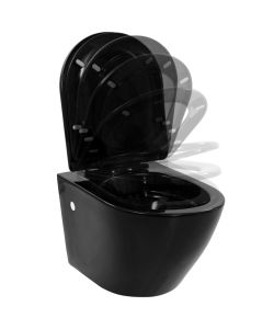 WC Sospeso con Design Senza Bordi in Ceramica Nero