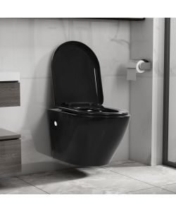 WC Sospeso con Design Senza Bordi in Ceramica Nero