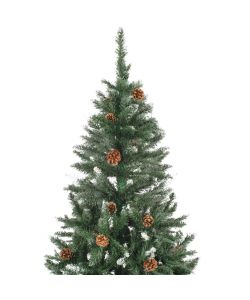 Albero di Natale Artificiale Pigne e Brillantini Bianchi 180 cm