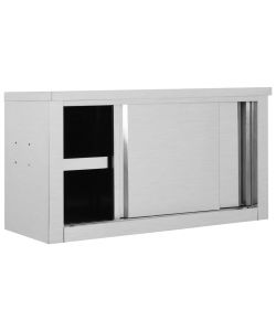 Armadio da Cucina con Ante Scorrevoli 90x40x50cm Acciaio Inox