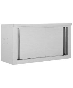 Armadio da Cucina con Ante Scorrevoli 90x40x50cm Acciaio Inox