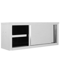 Armadio da Cucina ad Ante Scorrevoli 120x40x50cm Acciaio Inox