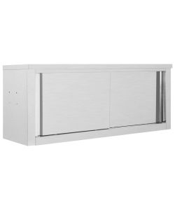 Armadio da Cucina ad Ante Scorrevoli 120x40x50cm Acciaio Inox