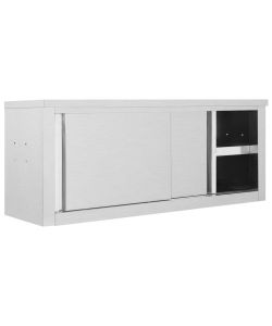 Armadio da Cucina ad Ante Scorrevoli 120x40x50cm Acciaio Inox