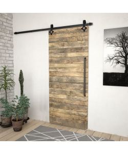 Kit di Binari per Porte Scorrevoli 200 cm Acciaio Nero 145261