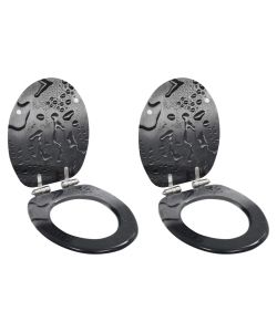 Copriwater 2 pz con Chiusura Ammortizzata in MDF Design Gocce