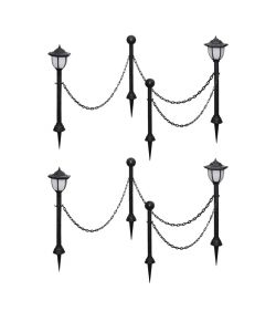 Lampioncini Solari 4 pz con Catena di Recinzione e Paletti