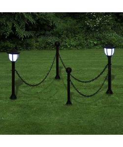 Lampioncini Solari 4 pz con Catena di Recinzione e Paletti