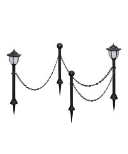 Lampioncini Solari 4 pz con Catena di Recinzione e Paletti