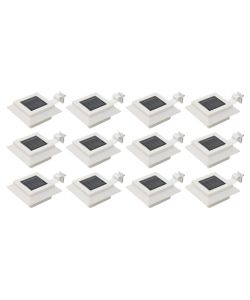 Lampade Solari da Esterni 12 pz a LED Quadrate 12 cm Bianco