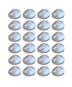 Lampade Solari da Parete da Esterni a LED 24 pz Rotonde Argento