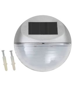 Lampade Solari da Parete da Esterni a LED 24 pz Rotonde Argento