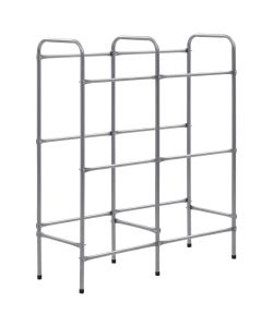  Supporto con Ripiani per 6 Casse Argento 96x33x116 cm Acciaio