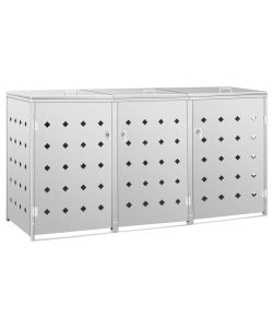 Copribidone per Spazzatura Triplo 240 L in Acciaio Inox