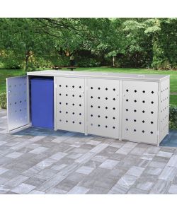 vidaXL Copribidone Spazzatura Quadruplo - Argento - 240 L