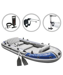 Intex Set Gommone Excursion 5 con Motore da Traina e Supporto