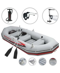 Intex Set Gommone Mariner 4 con Motore da Traina e Supporto