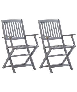 Sedie da Giardino Pieghevoli 2 pz in Legno Massello d'Acacia
