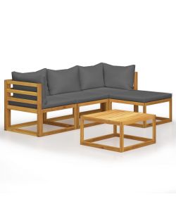 Set Divani Giardino 5 pz con Cuscini Legno Massello di Acacia  45914
