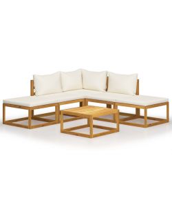 Set Divani Giardino 6 pz con Cuscini Legno Massello di Acacia