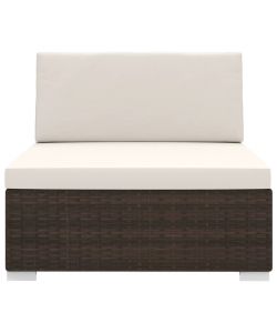 Seduta Centrale Modulare 1 pz con Cuscini in Polyrattan Marrone