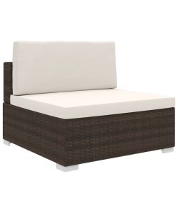 Seduta Centrale Modulare 1 pz con Cuscini in Polyrattan Marrone
