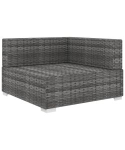 Poltrona Modulare ad Angolo 1 pz con Cuscini Polyrattan Grigio