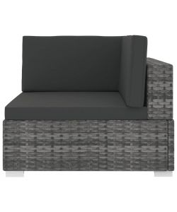 Poltrona Modulare ad Angolo 1 pz con Cuscini Polyrattan Grigio