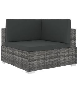 Poltrona Modulare ad Angolo 1 pz con Cuscini Polyrattan Grigio