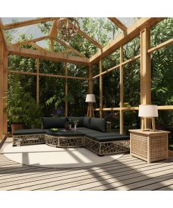 Set Divani da Giardino 6 pz con Cuscini in Polyrattan Grigio 46807