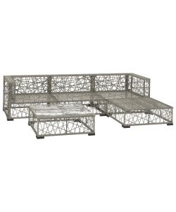 Set Divani da Giardino 5 pz con Cuscini in Polyrattan Grigio 46808