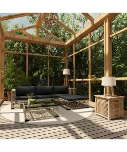 Set Divani da Giardino 5 pz con Cuscini in Polyrattan Grigio 46808