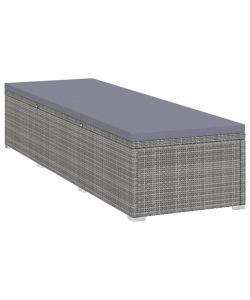 Lettino Prendisole con Cuscino in Polyrattan Grigio