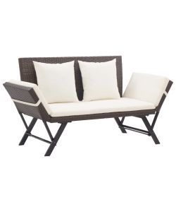 Panchina da Giardino con Cuscini 176 cm Marrone in Polyrattan