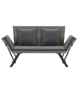 Panchina da Giardino con Cuscini 176 cm in Polyrattan Grigio