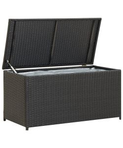 Baule da Giardino in Polyrattan 100x50x50 cm Nero