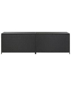 Baule da Giardino in Polyrattan 200x50x60 cm Nero