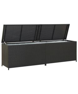 Baule da Giardino in Polyrattan 200x50x60 cm Nero