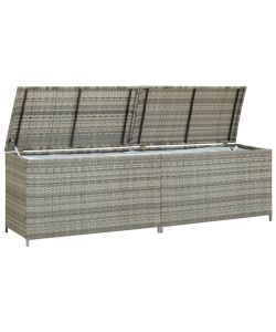 Baule da Giardino in Polyrattan 200x50x60 cm Grigio