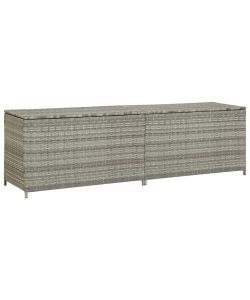 Baule da Giardino in Polyrattan 200x50x60 cm Grigio