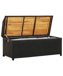 Panca da Giardino con Vano Portaoggetti 120 cm Polyrattan Nera