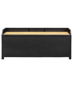 Panca da Giardino con Vano Portaoggetti 120 cm Polyrattan Nera