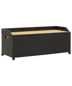 Panca da Giardino con Vano Portaoggetti 120 cm Polyrattan Nera