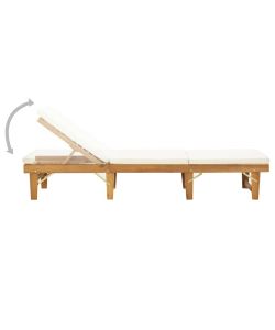 Lettino Prendisole Pieghevole con Cuscino in Massello di Acacia 46490