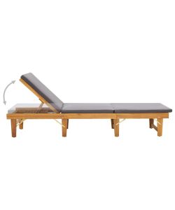 Lettino Prendisole Pieghevole con Cuscino in Massello di Acacia 46491